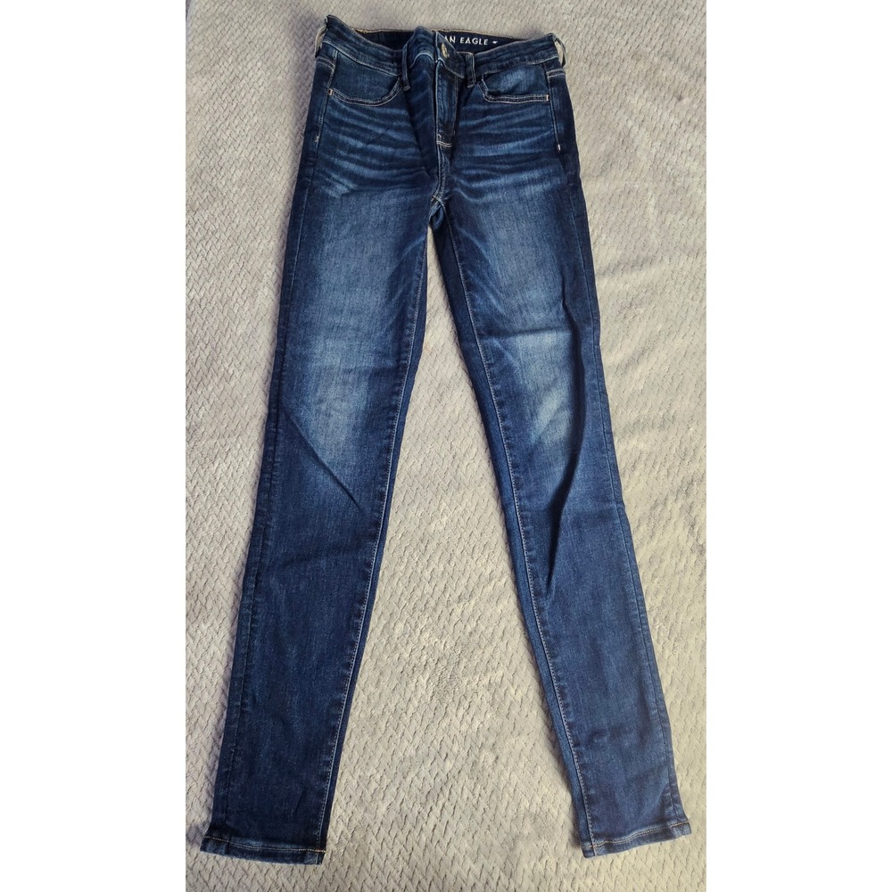 American Eagle Jeans Womens 0 Next Level Stretch Jegging Skinny‎ Dark High Rise